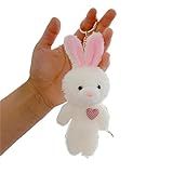 YOZUMD Haveiro De Boneca De Coelho De 11 Cm Mini Brinquedo De Pelúcia Fofinho Portátil E Realista Toque Confortável Decorativo Coelho Branco De Pelúcia Bolsa De Boneca Pendurada Com Pingente Pr