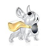 YSAHan Pingente De Buldogue Filhote De Cachorro Alemão Buldogue Com Contas De Animal De Estimação Para Pulseira Pandora Presente De Natal Metal Metal Esmalte Base