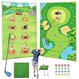 YSZZYSM Jogo De Lascas De Golfe Com Taco De Golfe Tapete De Treinamento De Golfe Dupla Face Com 20 Bolas Adesivas Tapete De Treino De Golfe Para Ambientes Internos E Externos Jogos Infantis Para