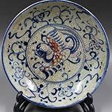 YTDJJWLS Decoração De Prato De Porcelana Com Padrão De Fênix Azul E Vermelha Sob O Esmalte Chinês Antigo