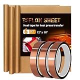 YTFGGY Pacote De 3 Folhas De Teflon Para Prensa Térmica 16x12 E 3 Rolos De Fita De Transferência De Calor 10mm   Folha De Transferência Antiaderente Conjunto De Fita De Prensa Térmica Para S