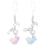 Yuanchu Berloques Fofos Para Telefone 2 Peças Carpa Estética Pingentes Para Celular Alça De Strass Estrela Cordão De Celular Para Mulheres Meninas Mochila Carteira Câmera Pingentes 
