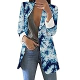 YuanJuli Blazer Para Mulheres Cardigã Estampado Feminino Terno Formal Manga Longa Lapela Negócios Escritório Jaqueta Casaco Blusa A1 Azul P
