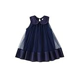 Yueary Vestido De Princesa Curto Evasê Evasê Evasê Com Gola Redonda E Gola Redonda Sem Mangas Com Painel De Renda Para Bebês Meninas, Azul-escuro, 2-3 Anos