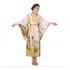 Yukata Feminina Dourada Com Estampa De Gueixa - Tam Único