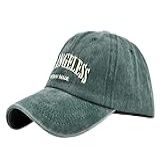 YULOONG Boné De Beisebol Vintage Bordado Los Angeles Lavado Jeans Trucker Boné 100 Algodão Chapéu De Sol Para Homens Mulheres Ajustável Verde Tamanho Único