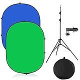 YUOCU Pano De Fundo Chromakey De 1 5 X 2 M Com Suporte De 2 4 M  Tela Verde 2 Em 1 E Painel De Fundo Dobrável Reversível Para Estúdio De Fotografia  Transmissão Ao Vivo  Gravação De Vídeo  Jogos
