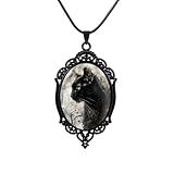 YWMAN Conjunto De Colar De Camafeu De Gato Preto Gótico Vintage Pingente De Gato Preto Acessório De Fantasia De Bruxa Presente Feminino Zinco Sem Pedra Preciosa
