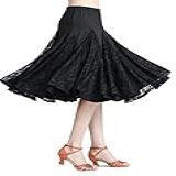 Z X Saias Femininas De Dança De Salão 360 Graus Longa Dança Latina Salsa Rumba Flamenco Para Prática D Preto Tamanho Único