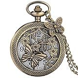 ZALTAS Vintage Flores Borboleta Pocket Watch Pingente Relógio Colar Corrente Relógio Oco Watch Com Acessórios