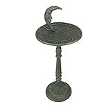 Zeckos Verdigris Relógio De Sol Celestial De Ferro Fundido Com Acabamento Verde- Lua E Estrelas - Relógio De Sol Decorativo Com Pedestal De Jardim - Obra-prima De Decoração Ao Ar Livre - 58 Cm De