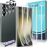 Zeking Pacote Com 3 + 3 Protetores De Tela Para Samsung Galaxy S23 Ultra 5g [sem Vidro], Pacote Com 3 Películas De Tpu Flexível Com 3 Unidades De Protetor De Lente De Câmera De Vidro Temperado,
