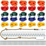 ZENFUN Pacote Com 25 Suportes De Escalada Para Crianças E Adultos  Kit De Escalada De Parede Interna E Externa  Alças Multicoloridas Para Escalada Com Ferragens De Montagem  Corda Atada E 25 Alças