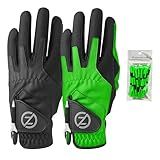 Zero Friction Luva De Golfe Masculina Masculina Com Ajuste De Compressão Pacote Com 2 Ajuste Universal Preto Limão Tamanho único GL00107 