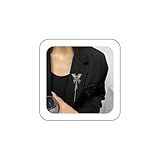 Zeshimb Broche De Borboleta De Cristal Preto Broche De Lapela De Borboleta Com Borla Prateada Colar De Corrente Pendurado Alfinete Buquê De Casamento Broche De Corsage Joias Para Mulheres E