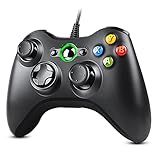Zexrow Controle De Xbox 360- Joystick De Gamepad Com Fio USB Com Vibração Dupla Melhorada E Design Ergonômico Para Microsoft Xbox 360 E Slim E PC Windows 7-8-10 -preto-