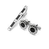 ZHEPIN Conjunto De Prendedores De Gravata E Abotoaduras Para Homens Abotoaduras Camisa Casamento Negócios Com Caixa De Presente Metal