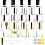 ZhouBoat Pacote Com 20 Frascos De Perfume Vazios Recarregáveis- 15 Mini Frascos De Perfume Atomizadores De Vidro Portáteis Com Conta-gotas E Funis Para Viagens- Decantes- Colônia DIY