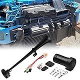 ZHSYMX Buzina Pneumática De 12 V 150 DB Buzina De Ar De Caminhão Trompete De Zinco Cromado Com Compressor Para Qualquer Veículo De 12 V Caminhões Trens Barcos Carros Preto