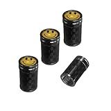 Ziciner 4 Peças Tampas De Tampa De Haste De Válvula De Pneu Parafusos De Tampa De Ar Da Haste Da Roda Do Aro Automático De Fibra De Carbono Acessórios Exteriores Universais Do Carro Para Veículos Motocicletas Bicicletas Rosto Sorridente Preto 