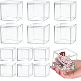 Ziimaikery 12 Caixas De Exibição De Plástico Transparente Com Cubo Quadrado De Acrílico, 6 Peças, 10 X 10 X 10 Cm, 6 Peças, 7,6 X 7,6 X 7,6 Cm, Caixas Quadradas De Armazenamento De Acrílico