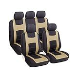 Zipelo Conjunto Completo De Capas De Assento De Carro Com 9 Peças Capas De Banco Dianteiro Com Capa De Assento Traseiro Combinando Para Carros Protetores De Assento De Carro PolyCloth Com Design De Banco Dividido Acessórios De Interior De Carro Para A Maioria Dos Carros Bege