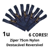Zíper 75cm Reversível Nylon Grosso Destacável