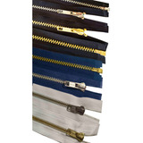 Zíper Para Jaquetas De Metal Inox Alta Resistência Cor Preto Dentes Ouro X48