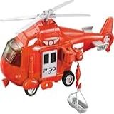 Zippy- Helicóptero De Brinquedo Resgate Com Guincho Na Lateral Maca Suspensa Luzes Som E Fricção 1-20 A Bateria Ou Pilha