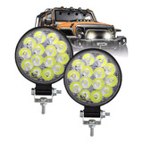 Zm Cd Par Faróis 14 Leds Redondos Mini Slim 42w 4x4 Spot
