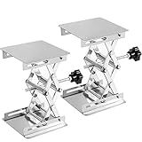 ZOENHOU 2 Peças Plataforma De Elevação Expansível De 70 Mm A 260 Mm Para Laboratório De 70 Mm A 260 Mm Plataforma De Suporte De Laboratório De Aço Inoxidável Com Roda De Mão Preta Mesa De Elevação De Laboratório De Controle Manual