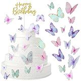 Zonon 60 Peças De Topo De Bolo De Borboleta Com Topo De Bolo De Feliz Aniversário Topo De Borboleta 3D Tamanho Misto Cores Decorações De Festa Para Festa De Casamento De Aniversário Multicolorido