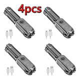 Zoom Retrátil Levou Luz Forte Foco Lanterna 4pcs