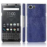 Zshion Capa Para BlackBerry Keyone- Croco Premium PU Capas Protetoras De Couro Simples- Deurável E Leve Para BlackBerry Keyone -azul Escuro-