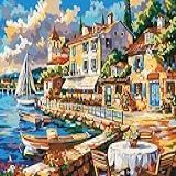 ZTOTZ Kit De Pintura Por Números Para Adultos Kits De Pintura A óleo DIY Para Visão Da Cidade Pequena Sem Moldura Acrílico Fácil Em Tela 40 6 X 50 8 Cm Com Tintas E Pincéis