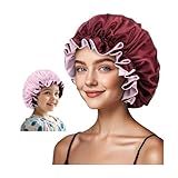 ZURLEFY Touca De Seda Bordô Para Crianças Touca De Dormir Infantil De Camada Dupla De Cetim Gorro De Cabelo Fofo Para Meninas E Meninos Chapéu Noturno De Cabelo Cacheado 65 05S 