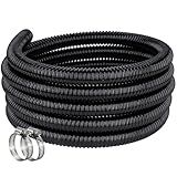 ZY Hosetube Mangueira De Lagoa ID 3 5 Cm × 7 6 M Mangueira De PVC Reforçada Flexível Ondulada Preta Tubo De Vinil Para Bomba De Lago Fonte De Jardim Cachoeira Não Tóxico E à Prova De Dobras Com 2