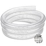 ZY-hosetube Mangueira De Sucção De 5 Cm - Tubo De Vinil Reforçado Com Fio De Aço Transparente Flexível De 3 M- Tubo De Drenagem De PVC A Vácuo Resistente Para Bomba De água- Com 2 Braçadeiras De