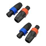 ZYAMY 4 Peças Conector SpeakOn 4 Polos Adaptador De Cabo De Alto Falante 4 Pinos Fêmea Para Nl4fc Macho Conversor Nl2fx Neutrik Plug 4 Polos Para Alto Falantes Powercon Twist Lock