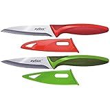 Zyliss Conjunto Clássico De Facas De Descascar Com Capa De Bainha Faca De Precisão Para Cortar Fatiar E Descascar Faca Culinária Pequena De 9 5 Cm E Faca Serrilhada De 9 5 Cm Lâmina De Aço