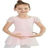 ZYLR Collant De Balé Infantil Para Meninas Dança Saia De Manga Esvoaçante Vestido De Bailarina Roupa De Balé 10 12 Years W1   Rosa Ballet  Manga Bufante  