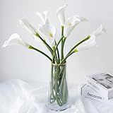 Zytuyo Flores Artificiais De Lírio Branco Calla Lily 6 Peças Toque Real Grande Floral Falso 65