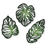 Zzbakress 3 Peças De Arte De Parede De Folhas De Palmeira De Madeira Arte De Parede De Folha Tropical Decoração De Parede De Planta Natural Decoração De Parede De Madeira Oca Vintage Esculturas De